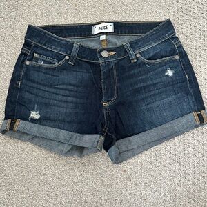 PAIGE Blue Jean Shorts Distressed Cuffed